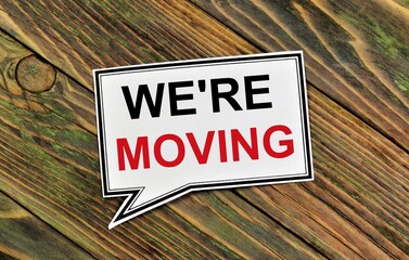 We're moving. Text label in the planning table. Message about changing the address. Notice to the...