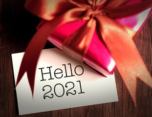Hello new year 2021 with decoration.