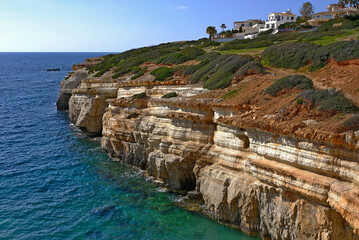 Cyprus rocky coast with cottages