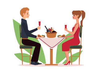 Young couple bonding relationship on romantic date a vector illustration