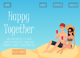 Happy family together at summer vacation or at honeymoon a vector design for web