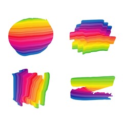 Colorful grunge brush stroke vector illustration. Rainbow gradient paint design elements set