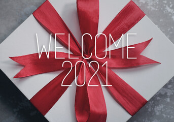 Happy new year 2021 with gift. New year is the first day of the year in the Gregorian calendar.
