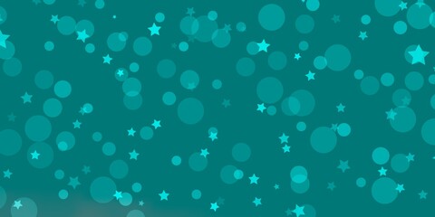 Light Green vector backdrop with circles, stars.