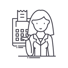 Accountant occupation icon, linear isolated illustration, thin line vector, web design sign, outline concept symbol with editable stroke on white background.