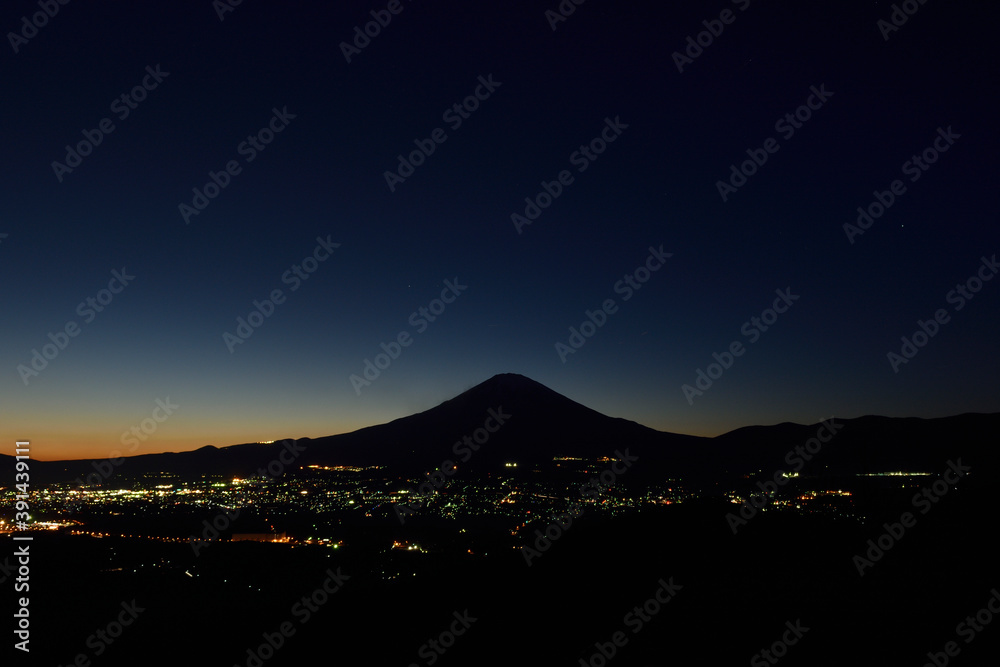 Poster 御殿場市夜景と富士山