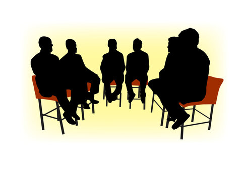Group Silhouette of People Sitting in Meeting