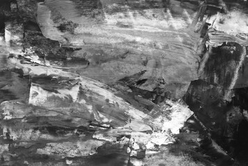 Hand drawn Art Print Abstract Modern acrylic oil Painting. Scandinavian Style. Abstraction Poster, Contemporary bright texture Brushstrokes of paint palette knife technique Black Gray white Poster