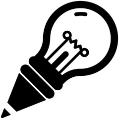 
A bulb with pencil nib at one end symbolises content idea
