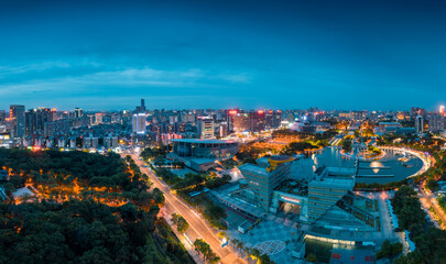 Fototapeta na wymiar Night View of Central Square of Dongguan City, Guangdong