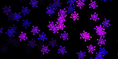 Dark purple, pink vector pattern with coronavirus elements.