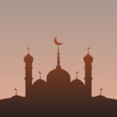 A View Of Mosque Silhoutte On Beutiful Sunset Background
vektor eps 10