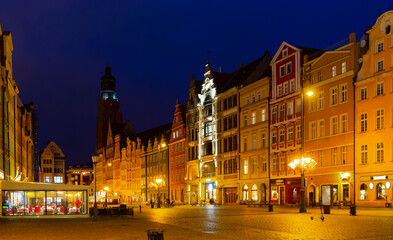 Fototapeta na wymiar Market square at night. Wroclaw. Poland. 