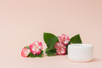 Blank white plastic container for cream, lotion, nourishing or moisturizing mask . Feminine hygienic product.
