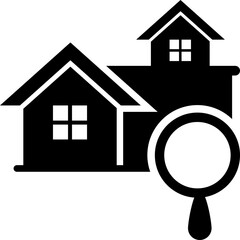 
A magnifying glass on real estate elements
