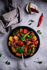 Mexican zucchini beef skillet..style rustic.