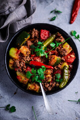 Mexican zucchini beef skillet..style rustic.