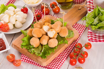 Fried Mozzarella cheese balls.
