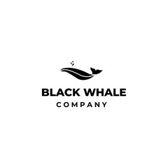 Black whale logo icon retro vintage design vector illustration