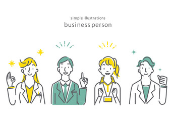 ビジネスパーソンのシンプルイラスト　シンプルな線画