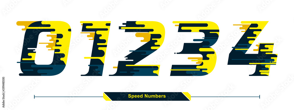 Fototapete numbers typography font color speed modern style in a set 01234
