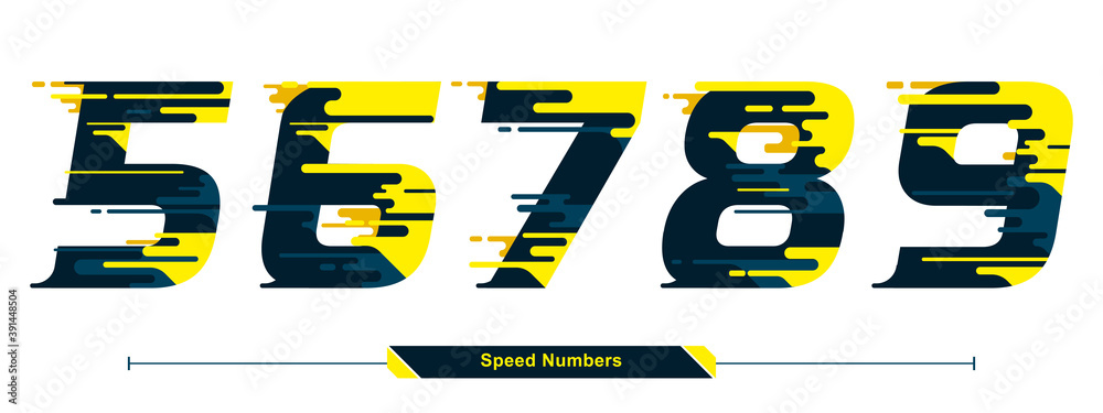 Fototapete numbers typography font color speed modern style in a set 56789