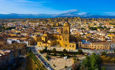 Fototapeta na wymiar Scenic top view of the cathedral in downtown Guadix. Spain
