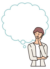 吹き出しのイラスト　考える女性
