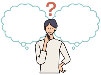 吹き出しのイラスト　考える男性