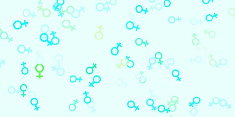 Fototapeta na wymiar Light Blue, Green vector background with woman symbols.