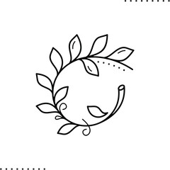 Ikebana, liana climbing plant vector icon in outlines