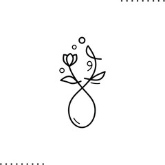 Ikebana, flower arrangement vector icon in outlines