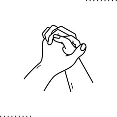 praying hands, time for god vector icon in outlines