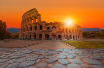 Naklejka na ściany i meble Colosseum in Rome. Colosseum is the most landmark in Rome.