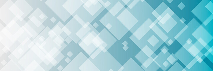 Blue abstract vector business long banner template. Business minimal background with square frame