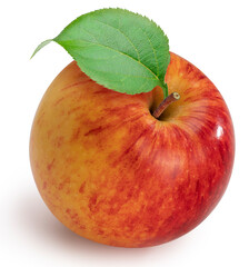 Red Apple with leaves isolated on white background, Red Envy apple on white background With clipping path.