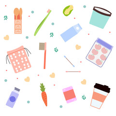 Recyclable elements, zero waste, the vector graphics