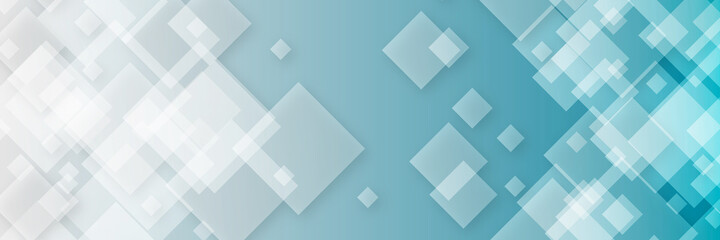 Blue abstract vector business long banner template. Business minimal background with square frame