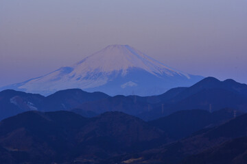 Fototapeta premium 早朝の朝日を浴びた富士山