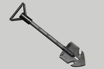 3D Rendering of shovel. 3D Rendering isolated on white.