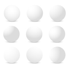 Set of realistic white spheres. Vector.