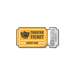 Theatre Ticket Vector Icon Illustration. Ticket For Entrance To The Event