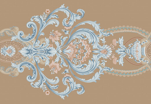 Decorated with elegant and luxurious patterns. Rococo, Baroque style, retro elements, invitation cards, textiles, wrapping paper and fabric design.