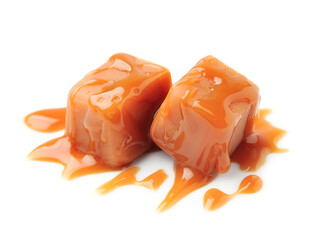 Caramel candy with caramel topping