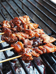 BBQ beeb street food with hot and spicy suace 