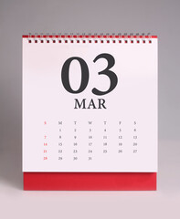 Simple desk calendar 2021 - March