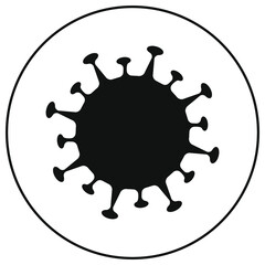 Silhouetted Coronavirus COVID-19 Icon inside a circle.