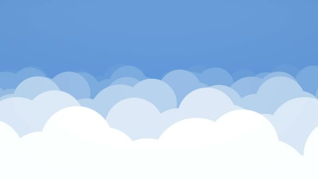 Camera flying on a 2d clouds flat style background loop
