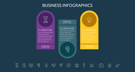 Vector infographic flat template circles for three label, diagram, graph, presentation. Business concept with 3 options. For content, flowchart, steps, timeline, workflow, marketing, levels, banner