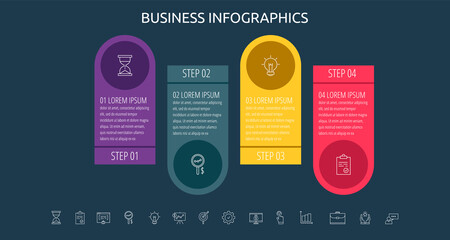 Vector infographic flat template circles for four label, diagram, graph, presentation. Business concept with 4 options. For content, flowchart, steps, timeline, workflow, marketing, levels, banner